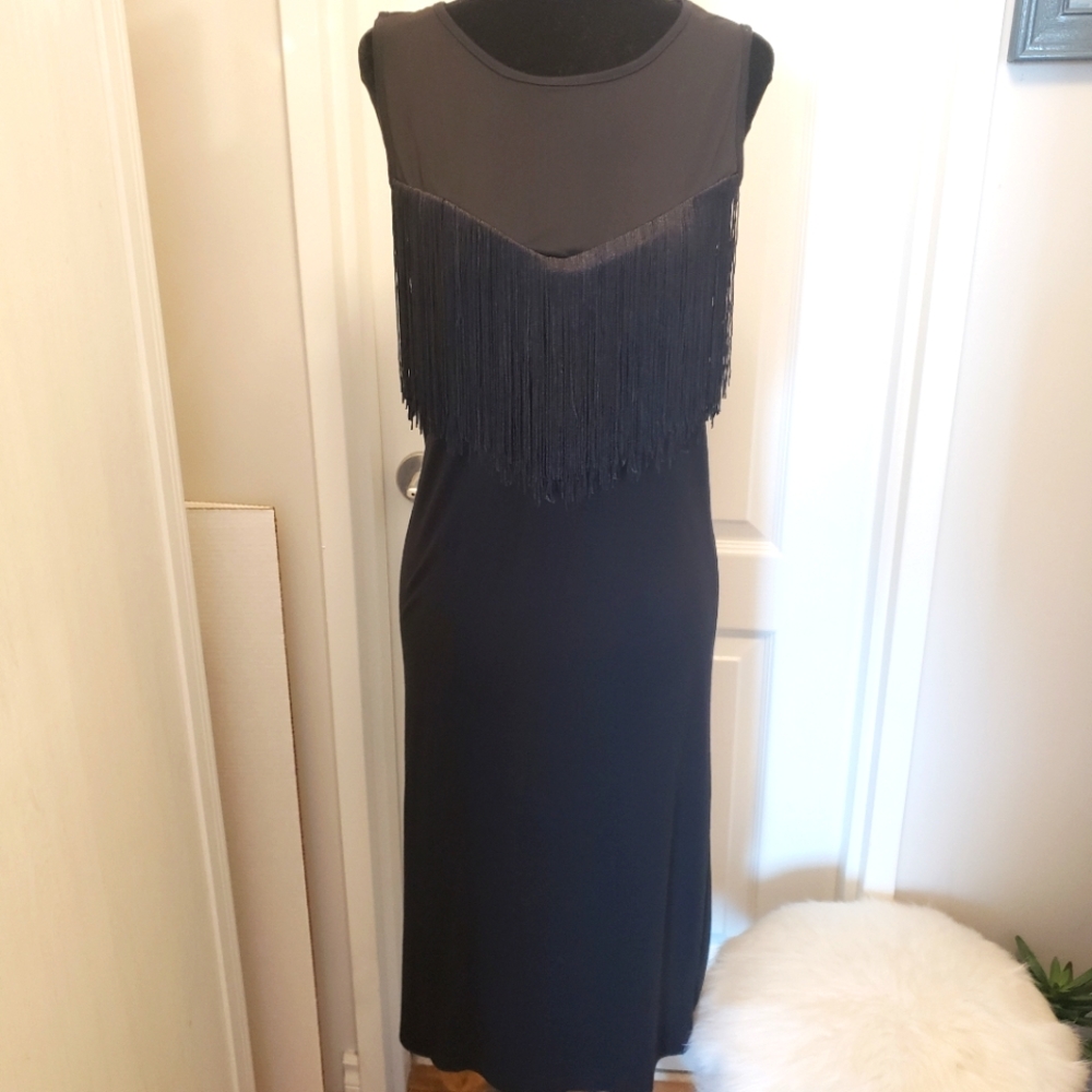 Black dress with fringe